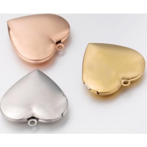 3Pcs/lot 28.5*28.5 Heart Photo Frame Charms Mirror Polish Stainless Steel Charms For DIY Making Necklace Lovers Friends Gifts