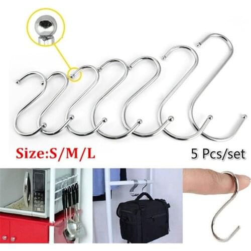 5pcs Metal S Shaped Hooks Multifunction Storage Hooks Stainless Steel Hook