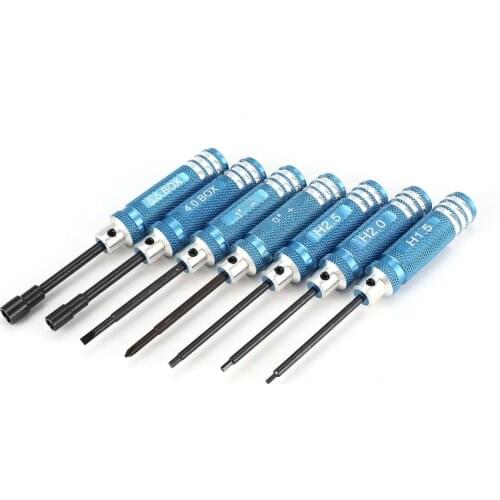 7Pcs Straight 1.5 2.0 2.5mm Screwdriver 4.0 5.5mm Sleeve Tools Nut Wrench Kit For RC Helicopter Car Aircraft Drone