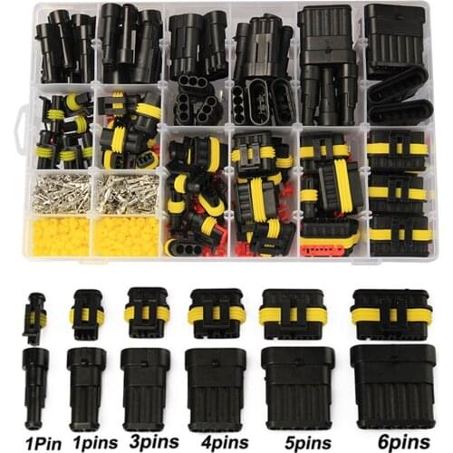 708PCS 1-6Pins HID Waterproof Connectors 43 Sets Car Marine Seal Electrical Wire Connector Plug Truck Harness 300V 12A