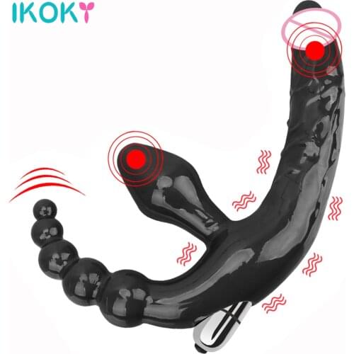 Strapless Strapon Dildo Vibrator Sex Toys for Adult Double Penetration Anal Plug Anal Beads Vibrators for Women Lesbian