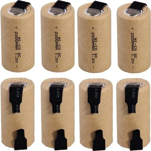 32 pieces SC batteries 2200mah 1.2v subc nicd battery random color