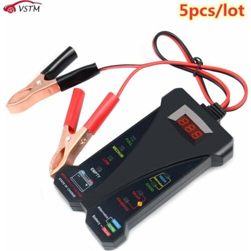 5pcs/lot Digital 12V Analyzer Car Motorcycle Battery Alternator Tester with 6 LED Lights Display Car Vehicle Battery TestierTool