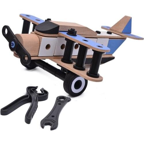 Wooden Beech DIY Assembling Aircraft Alpinia Toys For Children Tooling Learning Creative Interactive Building Blocks Toy