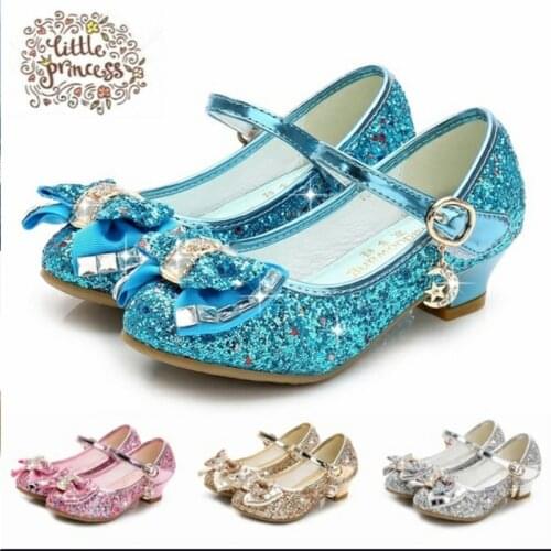 Butterfly Children Princess Shoes Girls Bowtie Candy Color Hight Heels Slip on Party Dance Sandals For Baby Girls Kids