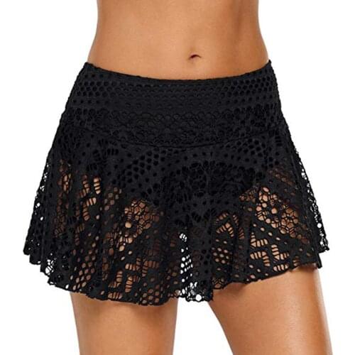 Womens Swim Trunks Womens Lace Crochet Skirted Bikini Bottom Swimsuit Short Skort Swim Skirt Summer Beach Bathing Suits