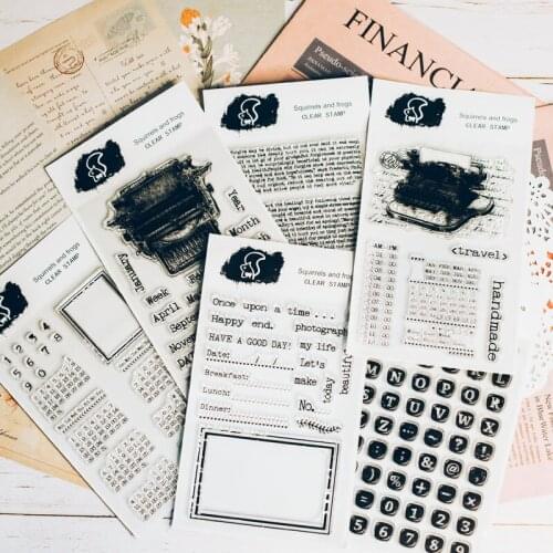 Calendar letter alphabet number clear stamp DIY scrapbooking rubber stamps frame words design planner decoration