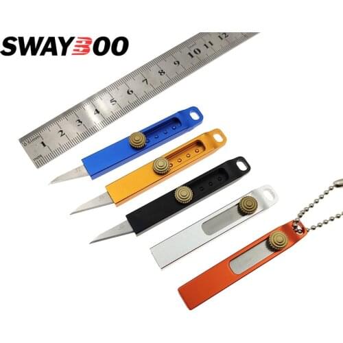 Pocket Knife Aluminum Handle Sliding Blade Unpacking Keychain EDC Tool Mini Self-defense Portable Folding knife switch blade