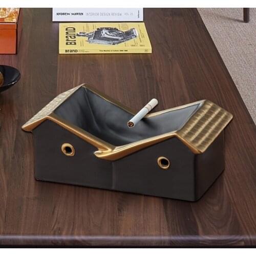 Classic golden tile house ceramic ashtray Living room art decoration ashtrays