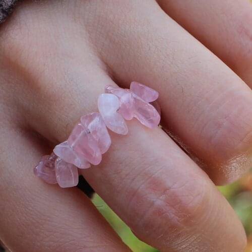 Crystal Amethyst Natural Stone Rings for Women Stretchy Fashion Handmade Jewelry Gift Adjustable Wedding Party Ring