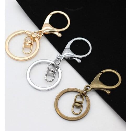 10p 68x30mm Silver gold plated Split key ring lobster clasp Clip jewelry connector findings For Keychains Making Key Hook Buckle