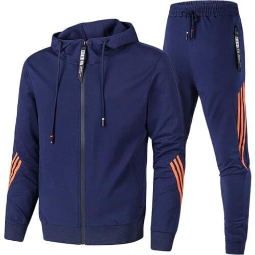 Spring Autumn hooded tracksuit men fashion brand man tracksuit Solid jacket+Sweatpants Gym jogging men sets mens sports suit