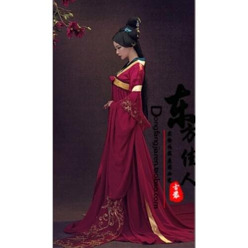 Yu Meng Red Tang Suit High Waist Ruqun Tang Costume Palace Maid Photography or TV Play Costume for Women