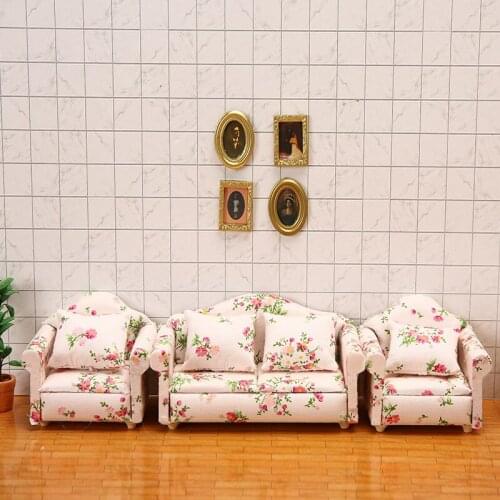 1/12 Scale Dollhouse Furniture Couch Sofa Set Calico Living Room Suite Miniature Decor