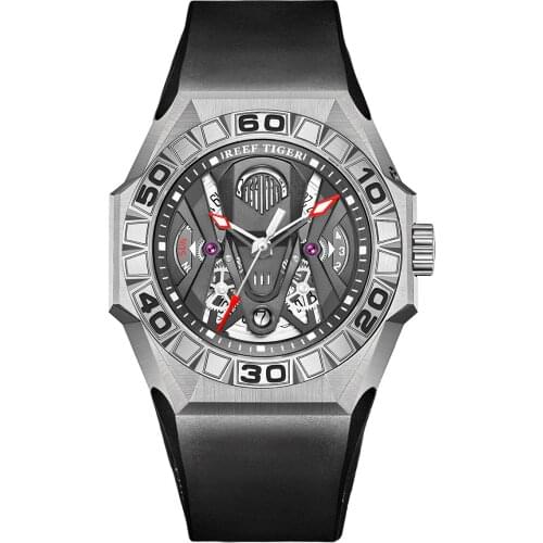 Reef Tiger Men Automatic Watch,Mens Wrist Watches Luxury Dive 200M Waterproof Mechanical Wristwatch Sekelton Luminous Sapphire