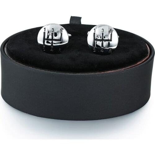 DY New Mens French Cufflinks black leather box set the luxury car manual gear Cufflinks Gift Set FREE SHIPPING