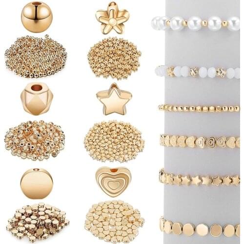 1200 Pieces Spacer Beads Set for Bracelet Earring Necklace Jewelry Making(6 Different Shapes)