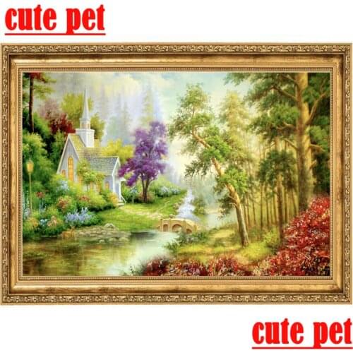 Cute pet rural scenery DIY Cross Stitch Mosaic Diamond Painting Kits Diamond Embroidery Round Rhinestones Decoration Wallpaper