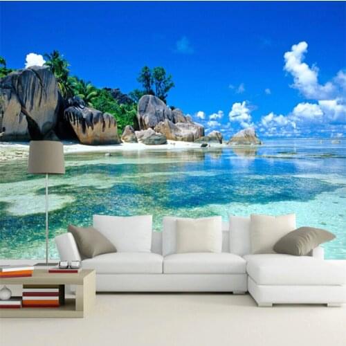 Custom Mural Wallpaper 3D Seaside Landscape Photo Wall Mural Living Room TV Bedroom Home Decor Wall Papers Papel De Parede Sala