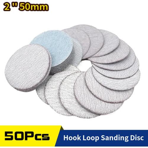 50PCS 2 Inch 50mm Sanding Discs Hook & Loop White Dry Grinding Sandpaper 60 to 10000 Grit for Polishing Grinding