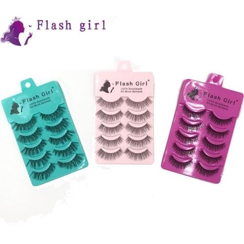 Wholesale sales Flash girl 5pair/bok 100% handmade 3D mink eyelash Long Individual Eyelashes Lashes Extension