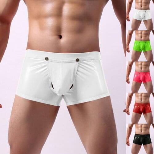 Multicolor soft Men Sexy Thong Faux Leather Lingerie Briefs Underwear Boxer Shorts Briefs String sexy panty brazilian panties T5