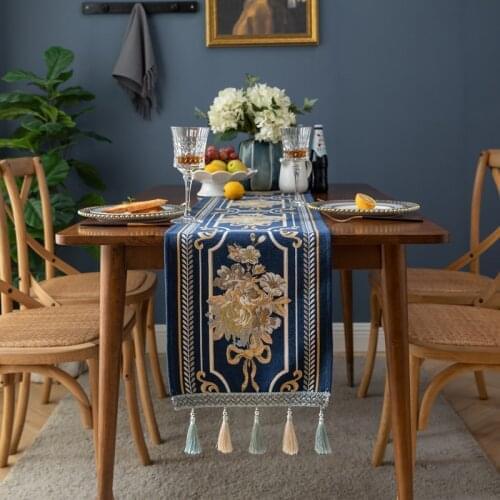 33x180cm High-end Flower Table Runner Chenille Tassel Household Table Cloth Polyester Table Cloth Table Runner