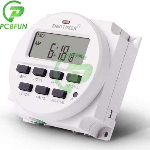 Digital 7 Days Programmable Timer Switch DC 12V 24V AC 110V 220V Volt Voltage Output Smart Switch Timer with Relay Control
