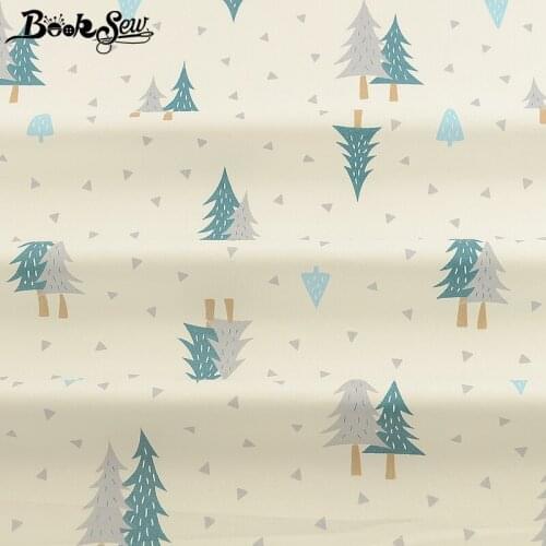 Booksew Cartoon Printed Tree Design Tissu Tecido 100% Cotton Telas White DIY Twill Cloth Patchwork Sewing Fabric Meter Textile