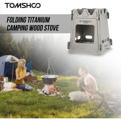 TOMSHOO Camping Wood Stove Titanium Folding Wood Stove Burning Backpacking Outdoor Survival Picnic Hunting Cooking Tools