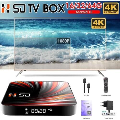 H50 MAX Set Top Box Android10.0 Quad-Core 4K TV Box Support HDMI-compatible, WiFi, with IR Control