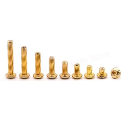 20PCS M2 M2.5 M3 Titanium-Plated Round Head Screws Allen Screw Length 4-30mm Bright Surface, Moderate Rust Prevention