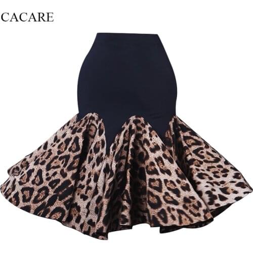 Latin Dance Skirt Women Dance Wear Exquisite Quality D0327 Leopard Print Ruffled Fluffy Hem