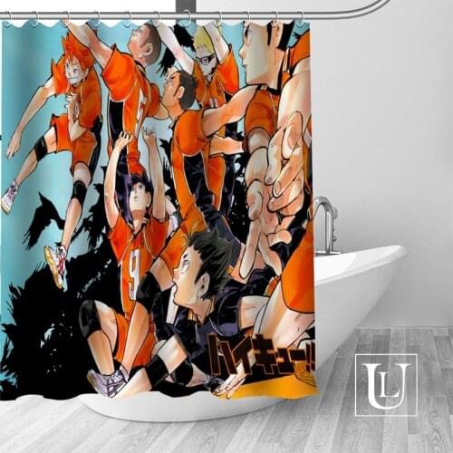 ShunQian Haikyuu Anime Custom Shower Curtain Polyester Fabric Bath Screens Curtains For Bathroom 3D Waterproof Bath Curtain Hook