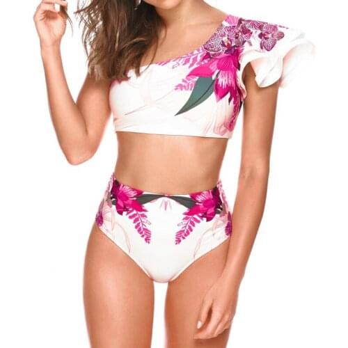 2021 New Arrival Hot Sale Split Printed Sexy 's Bikini Swimsuit High Waist 2 Piece Sets Womens Swimwear