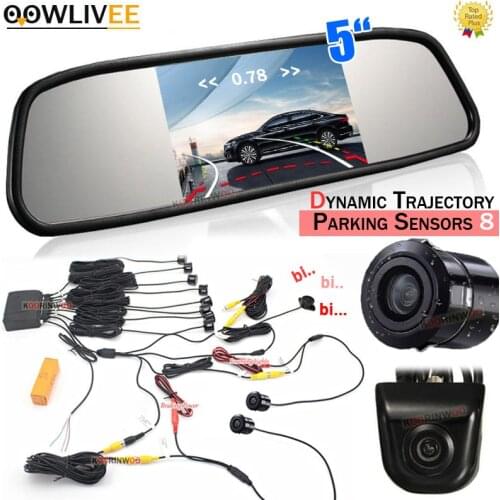 OOWLIVEE LCD Car Monitor Digital Car Parking Sensor With Rear view Camera Front Camera Show Distance Image Beep Sound 12V Buzzer