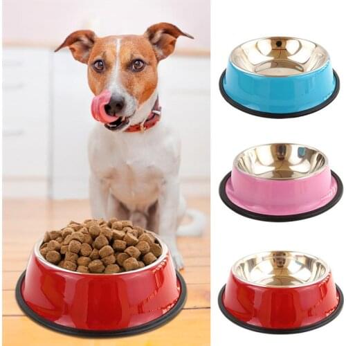 1pc Pet Bowl Stainless Steel Non-Slip Pet Feeder Bowl Pet Water Food Bowl Pet Feeding Supplies For Dogs Cats