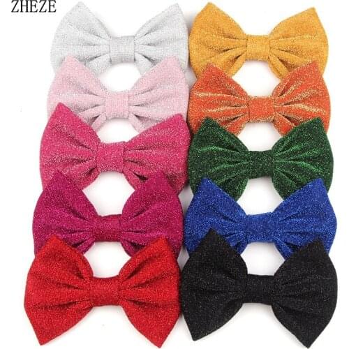 10Pcs/Lot 5'' Big Glitter Bow For Headband&Hair Clips Children Hair Accessories Girls Glitter Hairpins