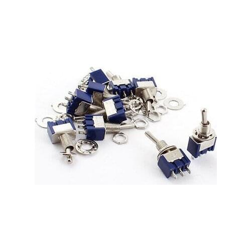 10Pcs AC 125V 6A Rocker Type SPDT Latching 3 Terminals Toggle Switch