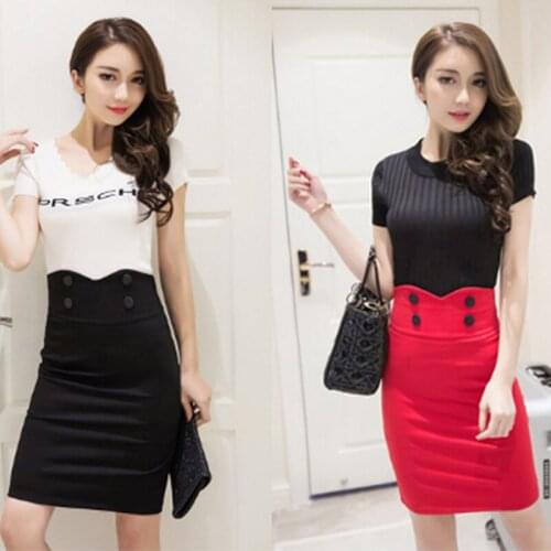 2021 Elastic Sexy Skirt Female Double Breasted Hip Fish Mouth Skirt Split One Step High Waist Ol Professional Skirts