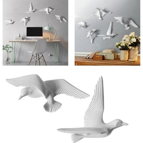 2x Resin Seagull Seabird Animal Model Sticker Background Wall Decor Ornament