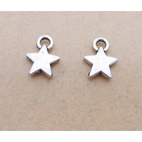 BULK 30 Eco-friendly Alloy Star Charms Antique Silver Plated Pendant DIY Jewelry Accessories 9*12mm 0.6g