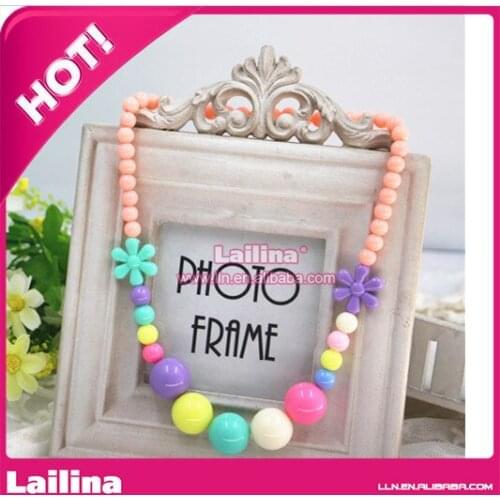 AAA Quality Jewelry Necklaces Pink Tear Pendants Necklace Baby Girl Chunky Necklace Girls Bubble Gum Bead Beead Children