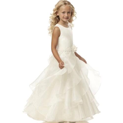 Brand New Flower Girl Dresses White/Ivory Real Party Pageant Communion Dress Little Girls Kids/Children Dress for Wedding