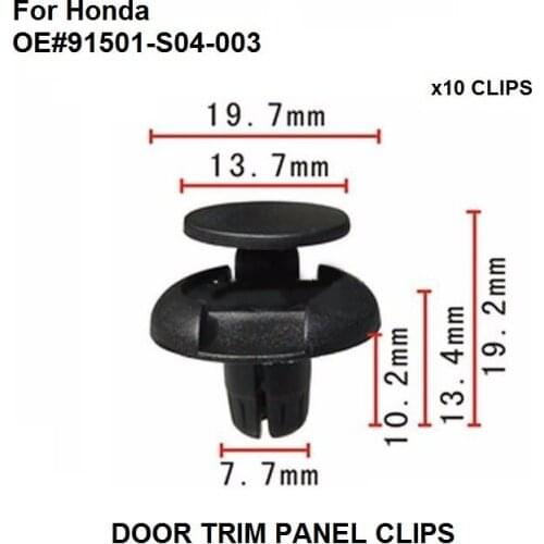 Car Styling x10 Pcs/Set For Honda Fender Bumper Hood Trim Retainer Clips Fasteners 91501-S04-003 New