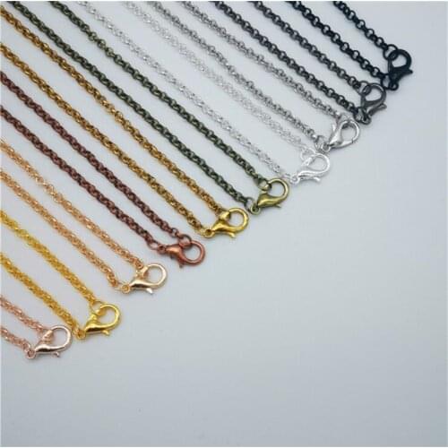 10pcs 55cm Metal Losster Clasps Necklace Chains Brass Bulk For DIY Jewelry Making Findings Supplies Cuban Link Chains Wholesale