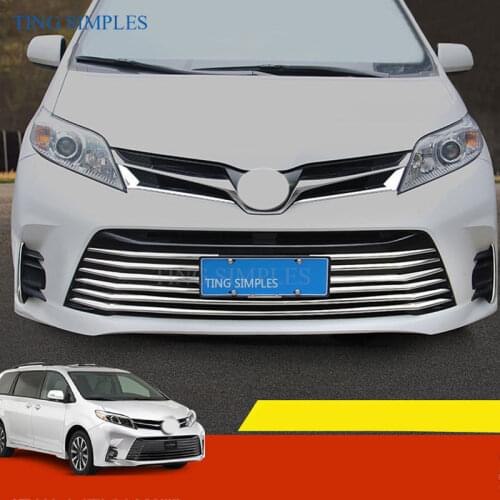 ABS CHROME Mid-net trim strip front bumper decorative fog lamp modification special accessories For Toyota Sienna 2018 2019 2020