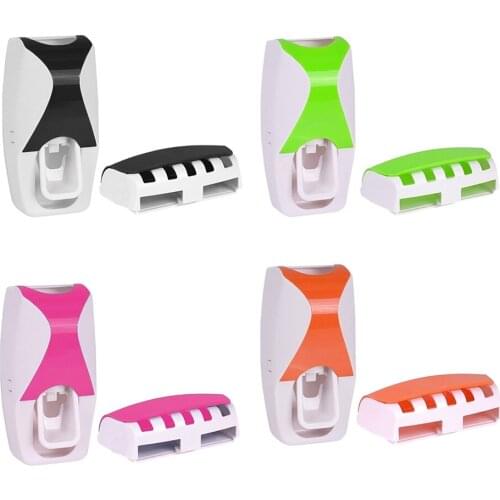 Kids Toothpaste Dispenser Squeezer Toothbrush Holder Set for Bathroom