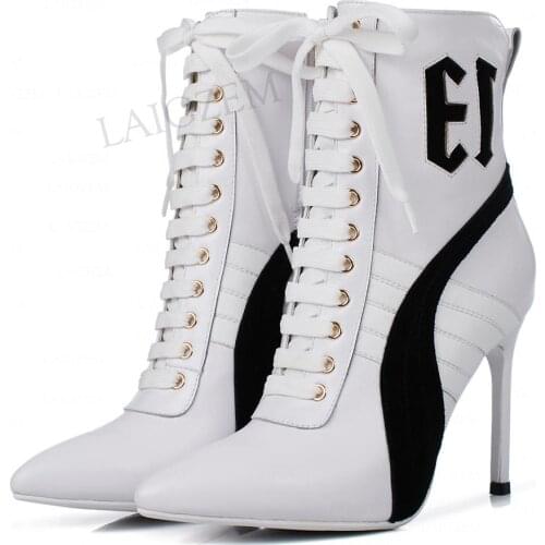 DOBANER Quality Women Ankle Boots Genuine Leather Side Zip Booties 9.5CM Thin Heels Ladies Shoes Woman Plus Size 33 39 41 40 43