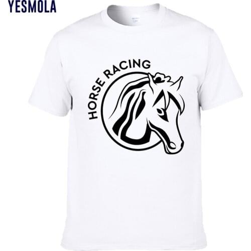 YESMOLA Men T-shirt Cotton Horse Racing Tshirt Printed Animal Short Sleeve Shirt Men Women Casual Streetwear Clothing Tops